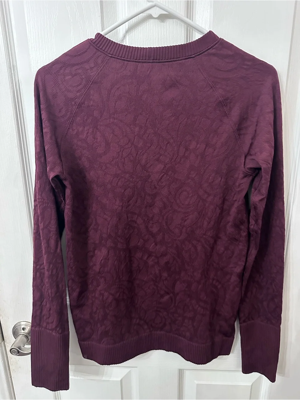Lululemon Rest Less Pullover Floral Jacquard Knit Garnet Burgundy - Size 8